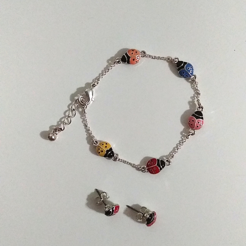 Ladybug Bracelet & Earrings Set
